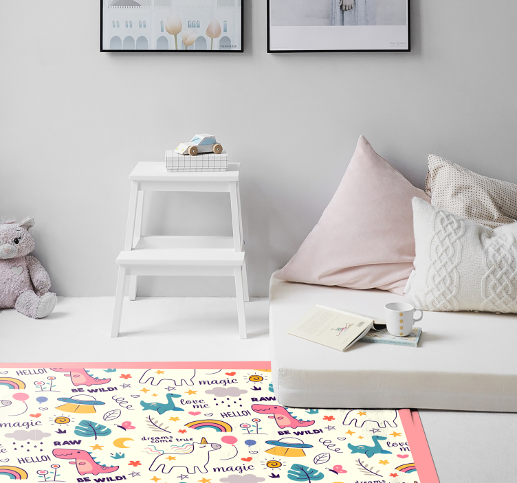 Colorful Dinosaur Theme kids vinyl carpet - TenStickers