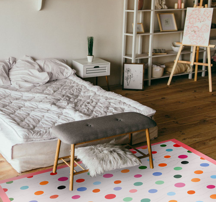 Colorful dot pattern bedroom vinyl carpet - TenStickers