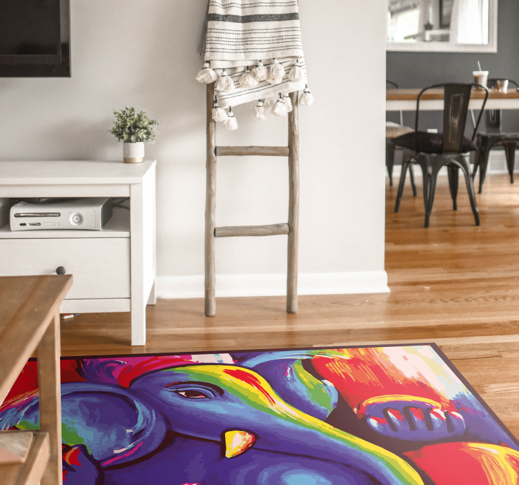 Colorful elephant artwork animal vinyl carpet - TenStickers