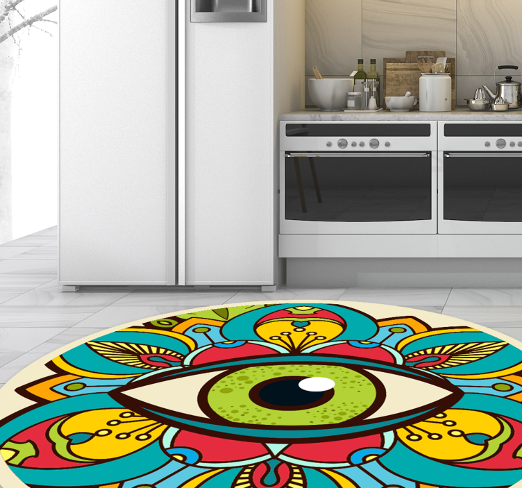 Colorful Eye Pattern mandala vinyl carpet - TenStickers