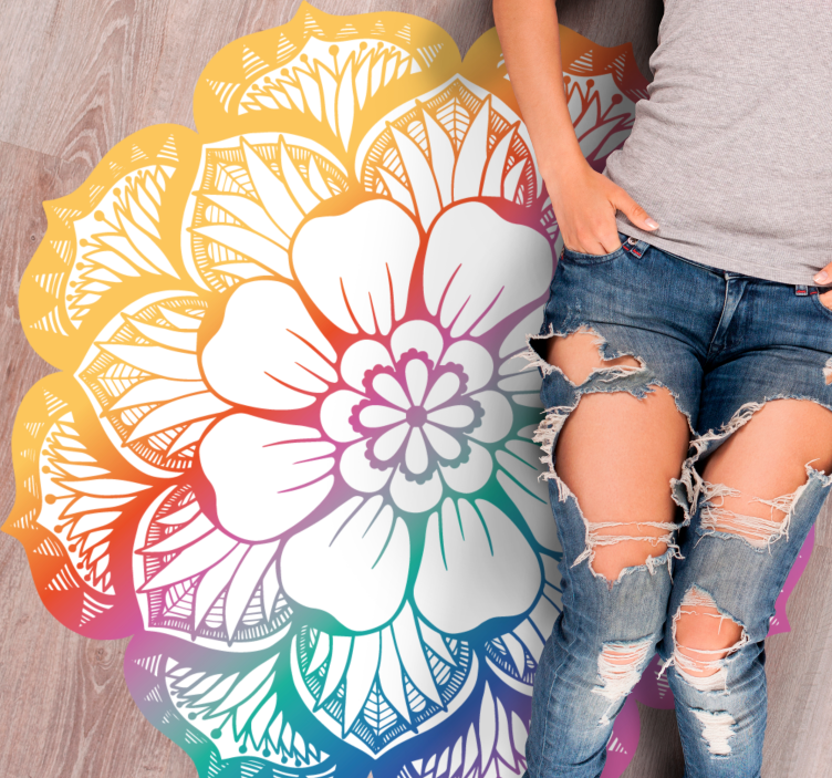 Colorful Floral Motif mandala vinyl carpet - TenStickers
