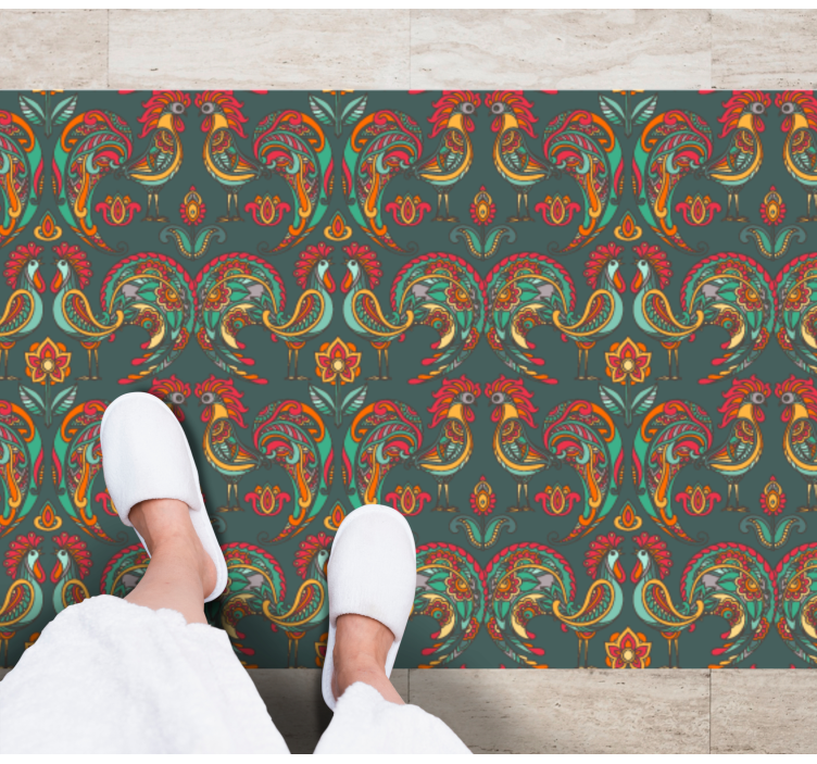 Colorful Folkloric Motifs mosaic vinyl carpet - TenStickers