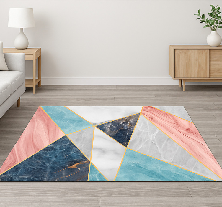 Colorful geometric design marble vinyl carpet - TenStickers