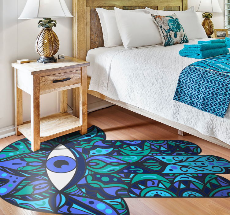 Colorful Hand Symbol mandala vinyl carpet - TenStickers