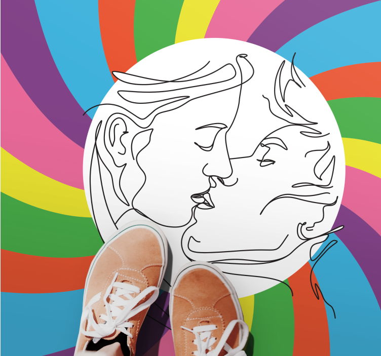 Colorful kiss silhouette kids vinyl carpet - TenStickers