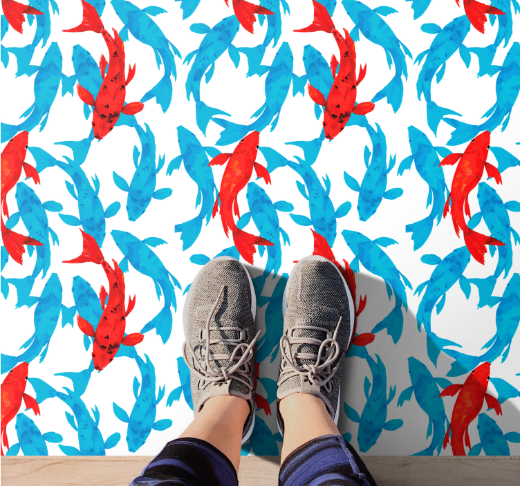 Colorful Koi Fish bathroom vinyl carpet - TenStickers