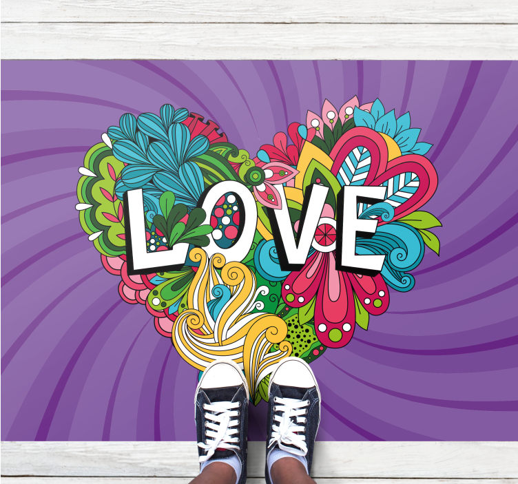 Colorful Love Illustration custom vinyl carpet - TenStickers