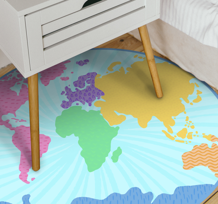 Colorful Map Circle world map vinyl carpet - TenStickers