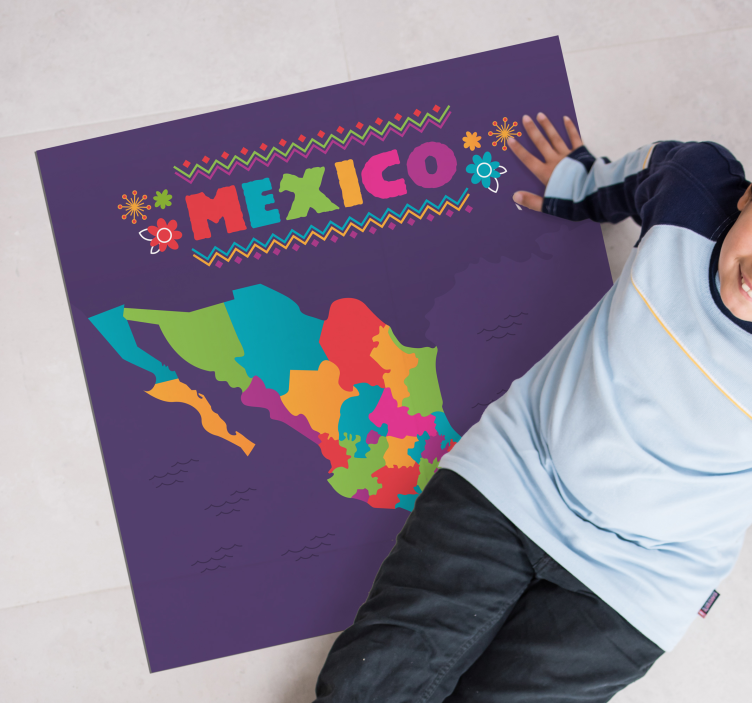 Colorful Mexico Map world map vinyl carpet - TenStickers