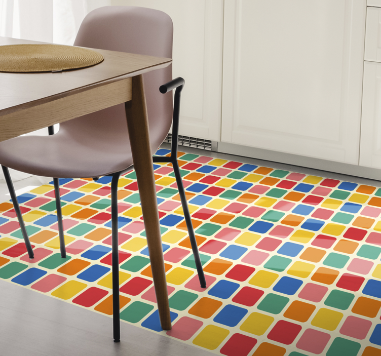 Colorful Mosaic Squares geometric vinyl carpet - TenStickers