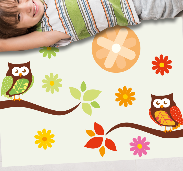Colorful Nursery Owls kids vinyl carpet - TenStickers