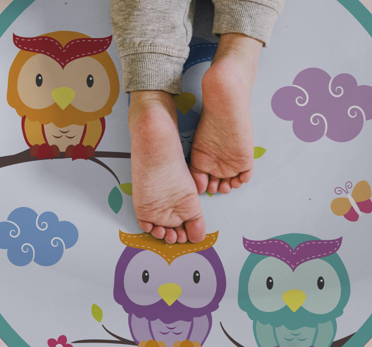 Colorful Owl Family nursery vinyl carpet - TenStickers