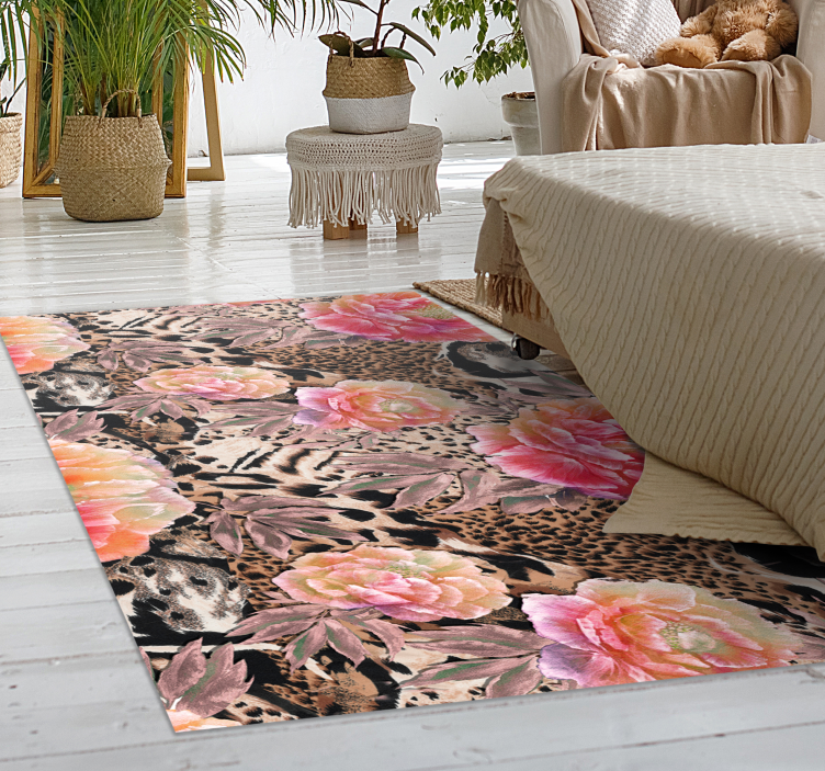 Colorful painted roses floral vinyl carpet - TenStickers