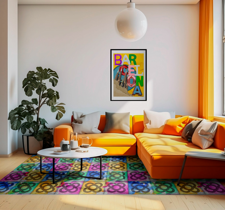 Colorful panot tile vintage vinyl rug - TenStickers
