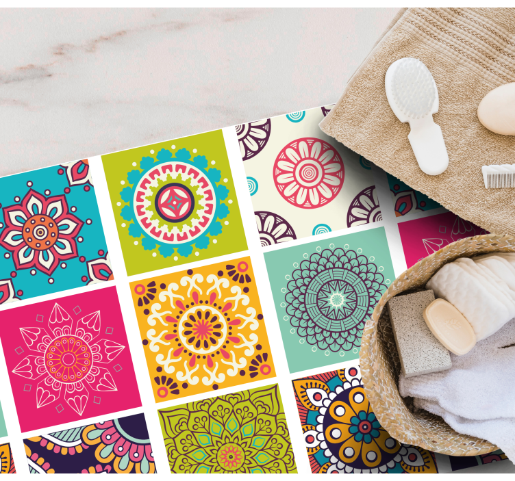 Colorful tile pattern mandala vinyl carpet - TenStickers