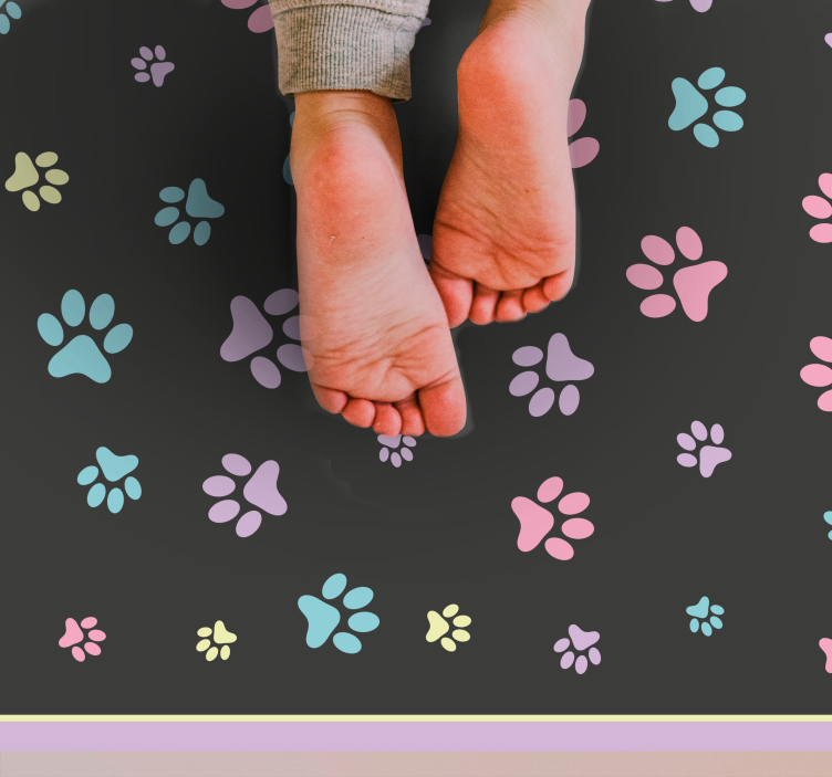 Colorful Paw Imprints animal print vinyl carpet - TenStickers