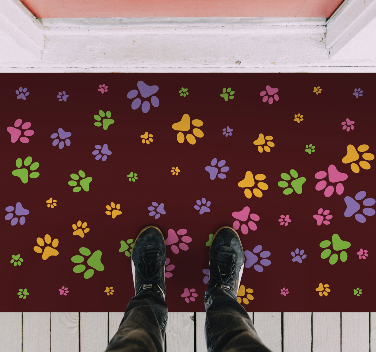 Colorful Paw Patterns animal print vinyl carpet - TenStickers