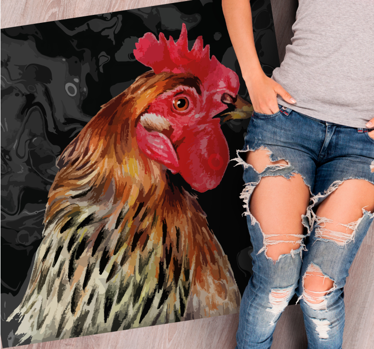 Colorful Rooster Head animal print vinyl carpet - TenStickers