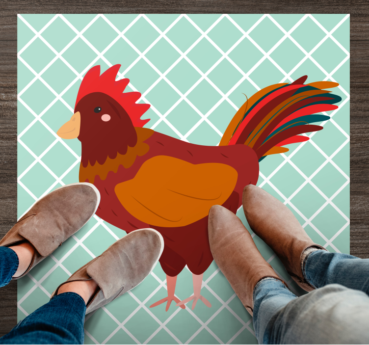 Colorful rooster illustration kitchen vinyl carpet - TenStickers