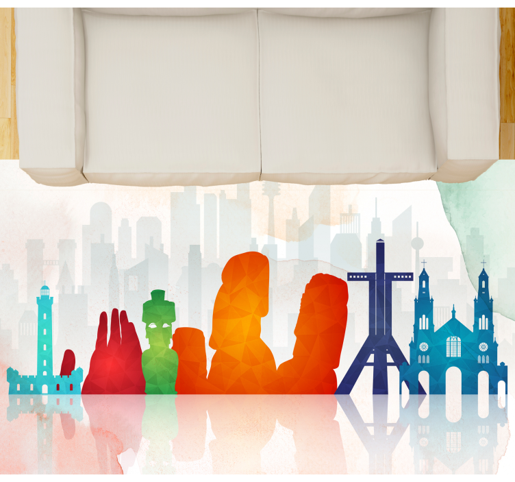 Colorful Skyline Silhouettes office vinyl carpet - TenStickers