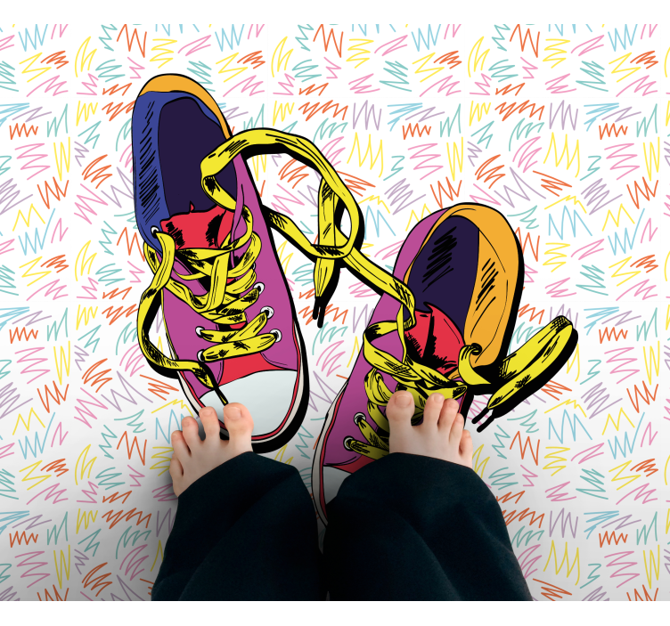 Colorful Sneaker Pattern teen vinyl carpet - TenStickers