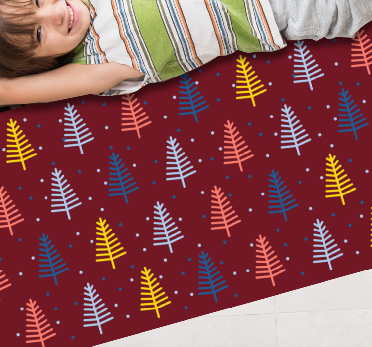 Red colorful trees Christmas vinyl carpet - TenStickers