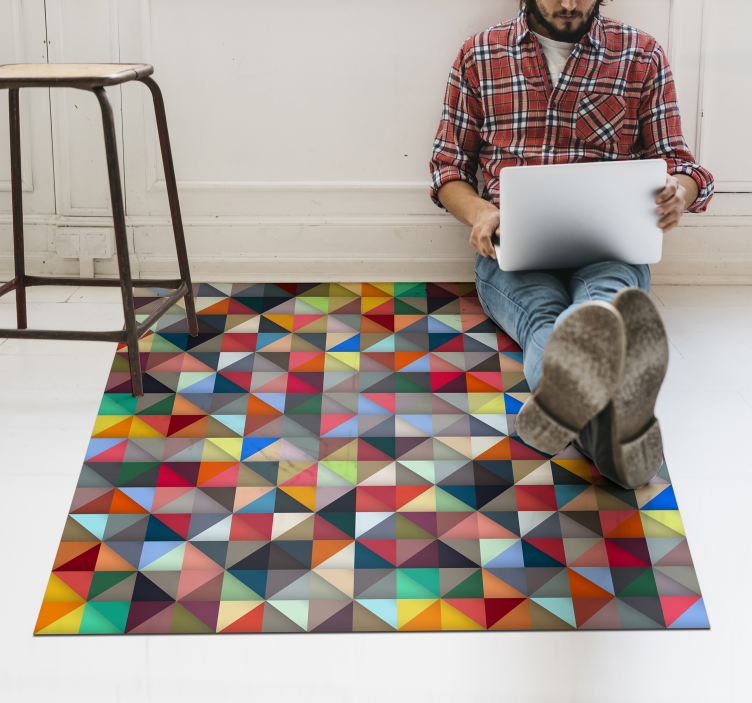 Colorful Triangular Pattern geometric vinyl carpet - TenStickers