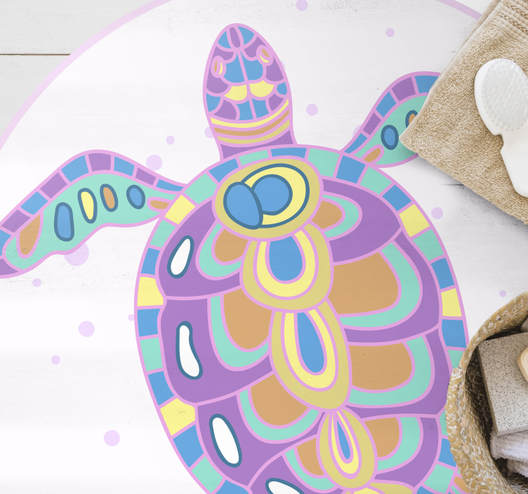 Colorful Turtle Illustration kids vinyl carpet - TenStickers