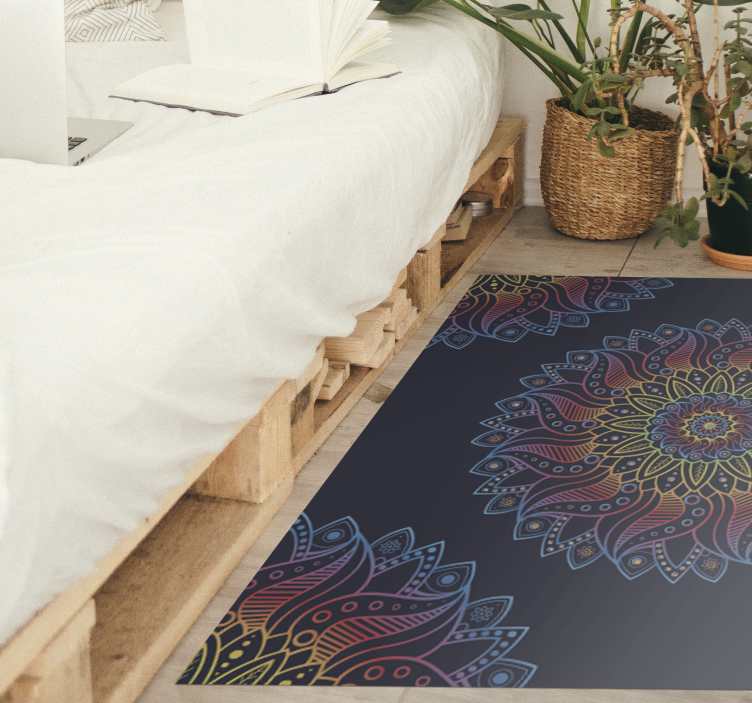 Colorful vibrant motif mandala vinyl carpet - TenStickers