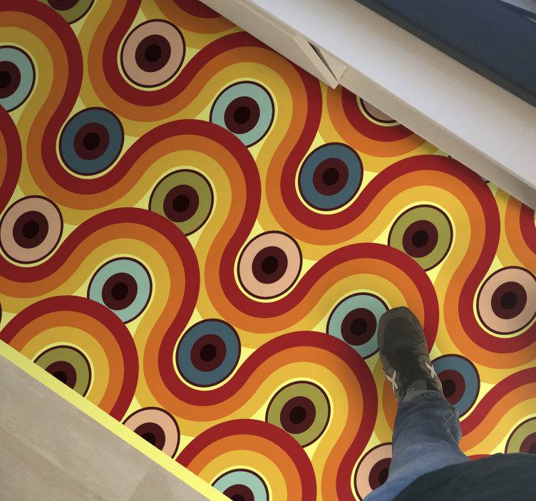 Colorful wavy motif vintage vinyl carpet - TenStickers