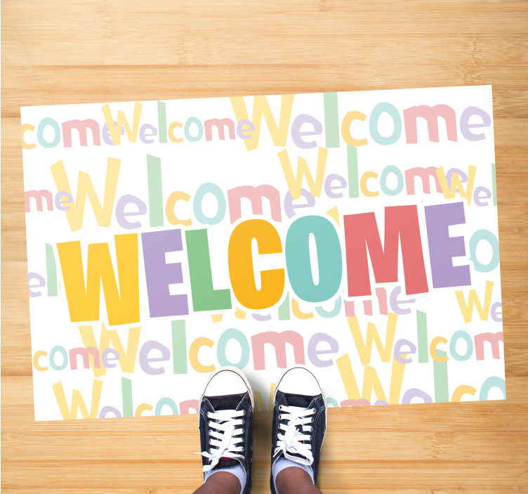 Colorful Welcome Typography custom vinyl carpet - TenStickers