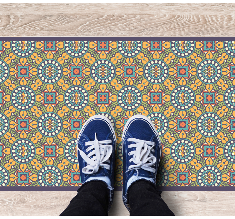 Colorful yellow composition mosaic vinyl carpet - TenStickers