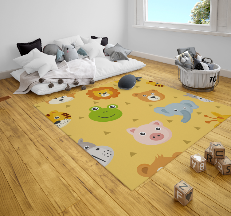 Colourful animal play area nursery vinyl rug - TenStickers