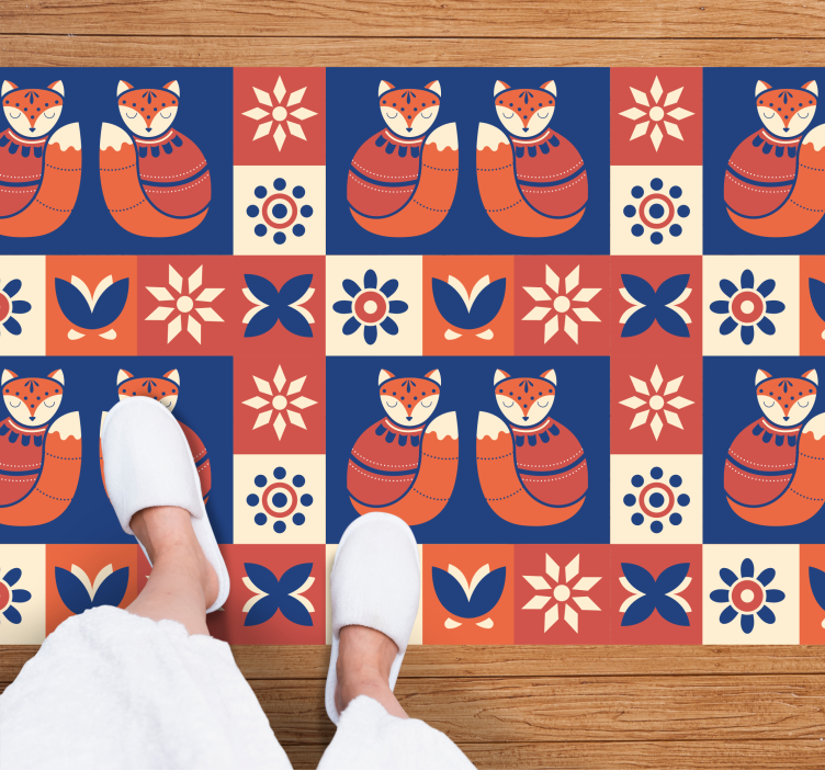 Colourful Fox Patterns kids vinyl carpet - TenStickers