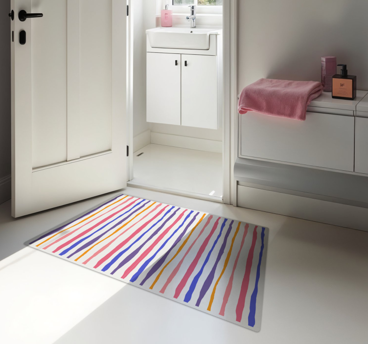 Colourful wide stripes bathroom vinyl carpet - TenStickers