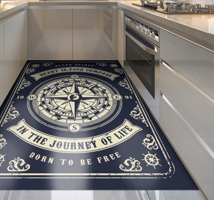 COMPASS JOURNEY ART minimalist vinyl carpet - TenStickers