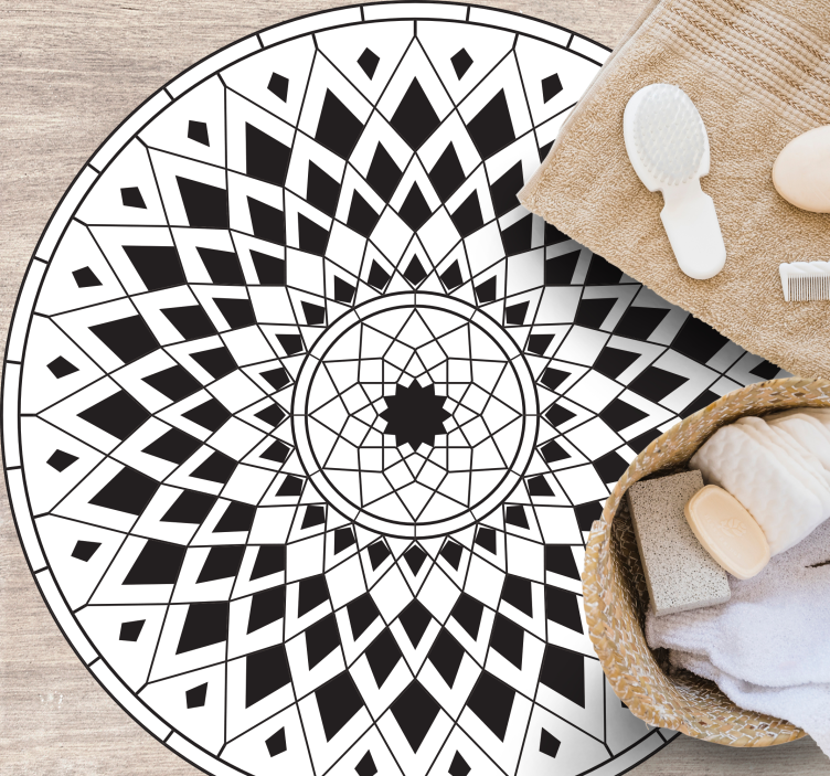 Complex Black Motif mandala vinyl carpet - TenStickers