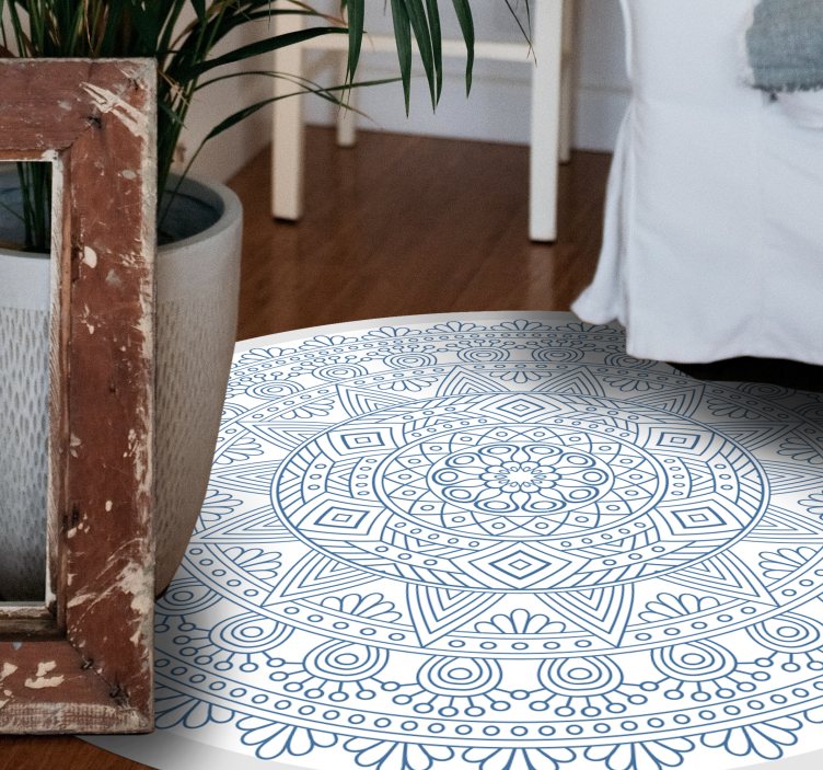 Complex Blue Motif mandala vinyl carpet - TenStickers