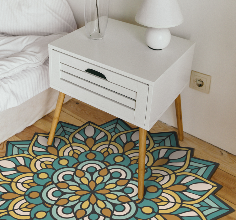 Complex colorful motif mandala vinyl carpet - TenStickers