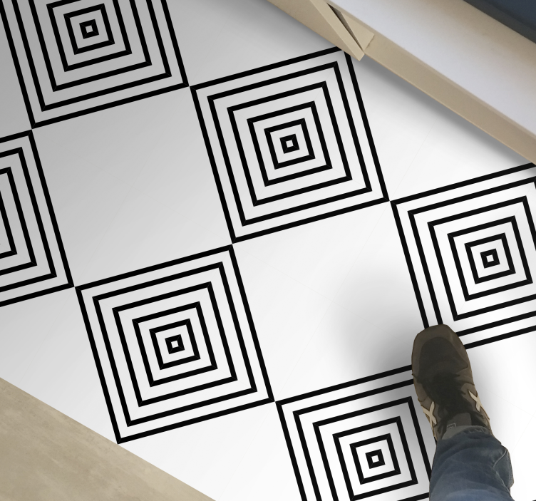 Concentric squares geometric vinyl carpet - TenStickers