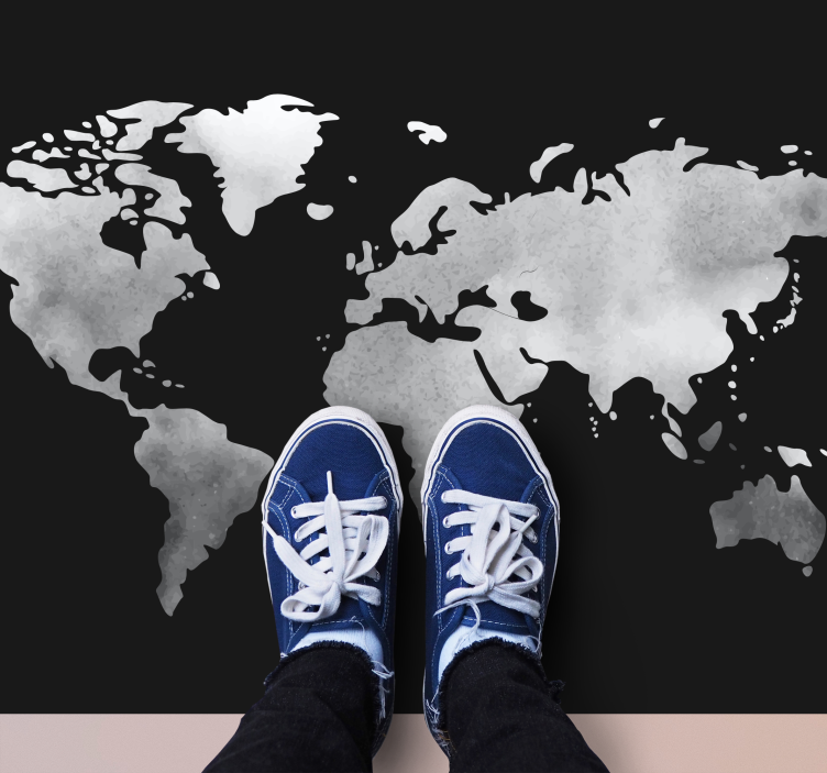 gray metal effect world map vinyl carpet - TenStickers