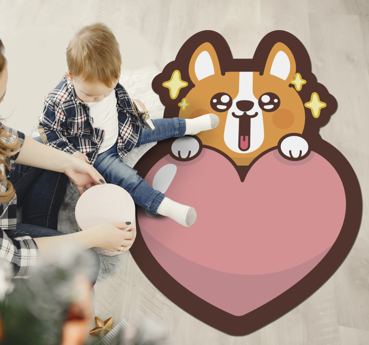 Corgi Heart Illustration kids vinyl carpet - TenStickers