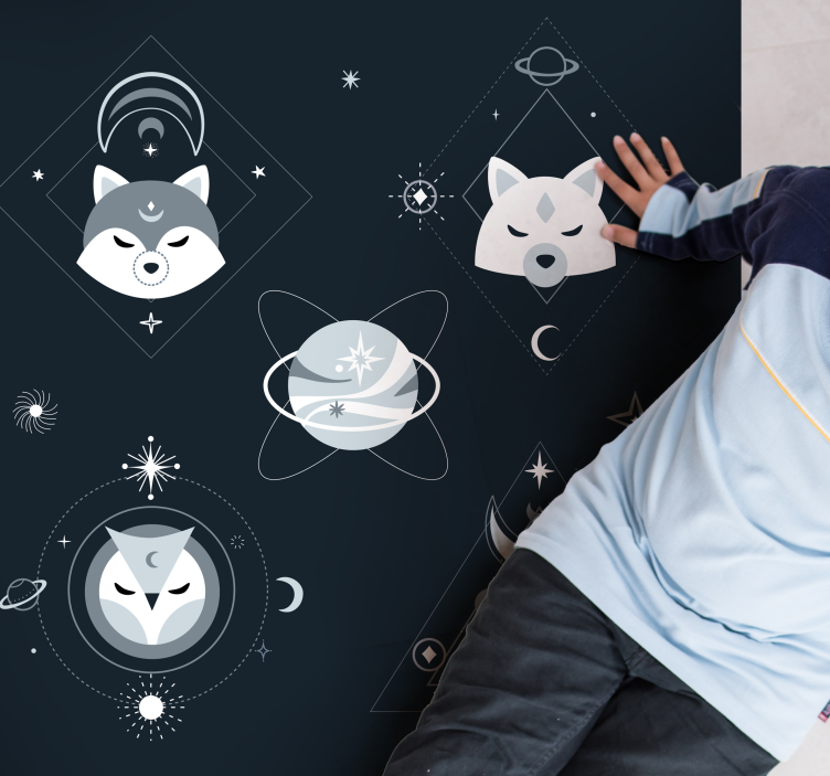 Cosmic Animal Faces kids vinyl carpet - TenStickers