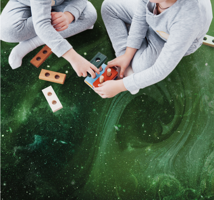 Cosmic green swirl star vinyl carpet - TenStickers