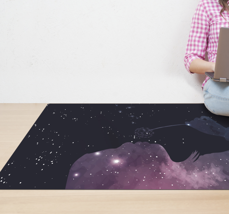 Cosmic girl blowing dandelion star vinyl carpet - TenStickers