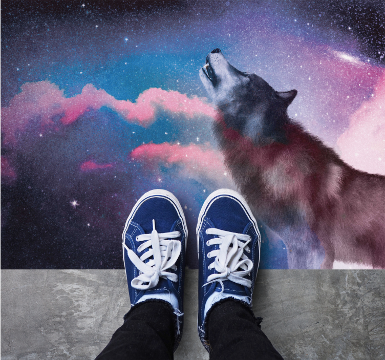 Cosmic wolf howl animal vinyl carpet - TenStickers
