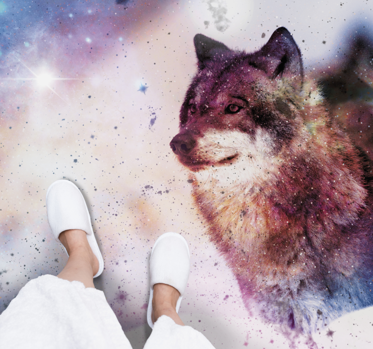 Cosmic wolf image animal vinyl carpet - TenStickers