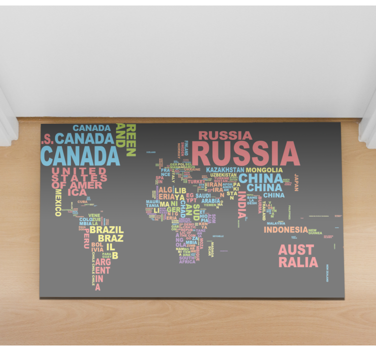 Countries typography world map vinyl carpet - TenStickers