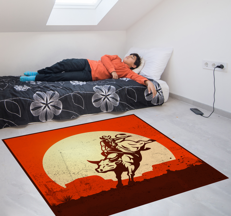 Cowboy Bull Silhouette kids vinyl carpet - TenStickers