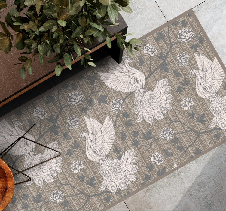 Crane Garden Scene animal vinyl carpet - TenStickers
